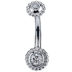 Beaded "Raine" Navel Curve In Gold With White CZ's