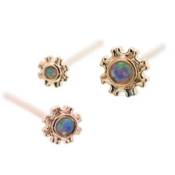 "Firenze" Nostril Screw In Gold With Genuine White Opal