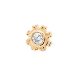"Firenze" Threaded End In Gold With White CZ -Body Vision Los Angeles 40209 BVLABodyVisionFirenzeThreadedEndinGoldwithWhiteCZSingle3.5mmYellowGold1