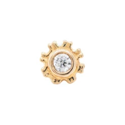 "Firenze" Threaded End In Gold With White CZ -Body Vision Los Angeles 40209 BVLABodyVisionFirenzeThreadedEndinGoldwithWhiteCZSingle3.5mmYellowGold2
