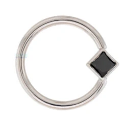 Forward Facing Princess Fixed Bezel Seam Ring (FBR) In Gold With Black Diamond