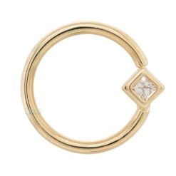 Forward Facing Princess Fixed Bezel Seam Ring (FBR) In Gold With White CZ