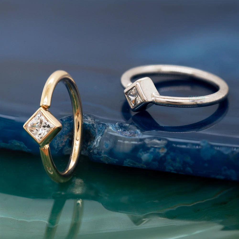 Princess Fixed Bezel Seam Ring (FBR) In Gold With White CZ 2 Princess Fixed Bezel Seam Ring (FBR) In Gold With White CZ - Image 2