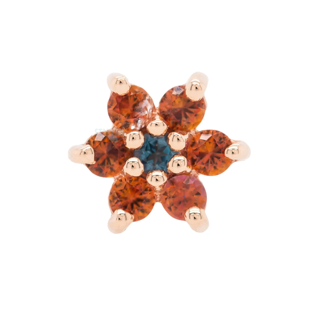 Flower #2 Nostril Screw In Gold With Anastasia Topaz' & London Blue Topaz 3 Flower #2 Nostril Screw In Gold With Anastasia Topaz' & London Blue Topaz - Image 3