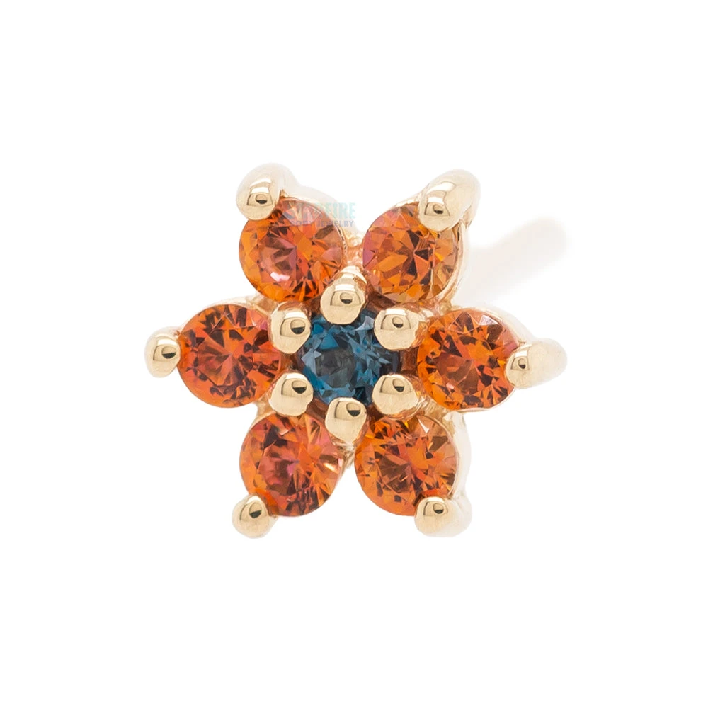 Flower #2 Nostril Screw In Gold With Anastasia Topaz' & London Blue Topaz 5 Flower #2 Nostril Screw In Gold With Anastasia Topaz' & London Blue Topaz - Image 5