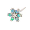 Flower #2 Nostril Screw In Gold With Baby Blue Cabochon Opals & White CZ