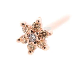 Flower #2 Nostril Screw In Gold With Champagne CZ's & White CZ -Body Vision Los Angeles 40212 BVLABodyVisionFlower 2NostrilScrewinGoldwithChampagneCZ WhiteCZSingle4mmRoseGold1 896adb57 b5f0 4071 89c7 761fc0830f31