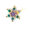 Flower #2 Nostril Screw In Gold With Mercury Mist Topaz' & Opaque Purple CZ