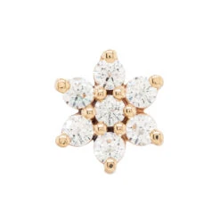 Flower #2 Nostril Screw In Gold With White CZ's -Body Vision Los Angeles 40212 BodyVision BVLAFlower 2NostrilScrewinGoldwithWhiteCZ sSingleYellowGold5mm2