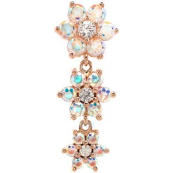 Graduating Flower #2 Reverse Dangle Navel Curve In Gold With Mercury Mist Topaz & White CZ's -Body Vision Los Angeles 40212 BodyVision BVLAGraduatingFlower 2ReverseDangleNavelCurveinGoldwithMercuryMistTopaz WhiteCZ sSingleRoseGold11mm2