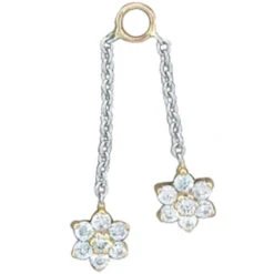 Flower #2 Chain Charm In Gold With White CZ's