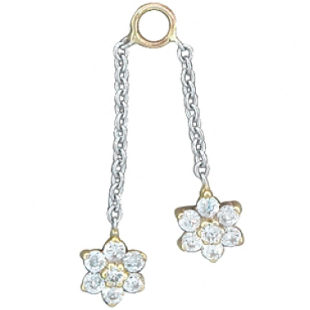 Flower #2 Chain Charm In Gold With White CZ's 1 Flower #2 Chain Charm In Gold With White CZ's