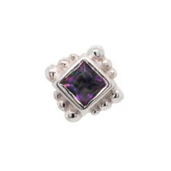 Beaded Princess Threaded End In Gold With Mystic Topaz -Body Vision Los Angeles 40213 BVLABodyVisionBeadedPrincessFlatbackinGoldwithMysticTopazSingleWhiteGold2