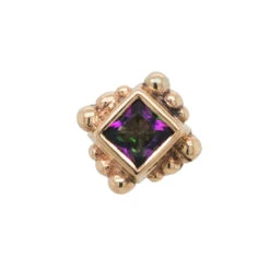 Beaded Princess Threaded End In Gold With Mystic Topaz -Body Vision Los Angeles 40213 BVLABodyVisionBeadedPrincessFlatbackinGoldwithMysticTopazSingleYellowGold2