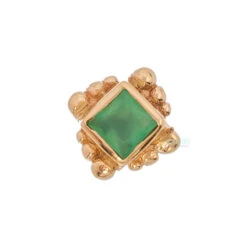 Beaded Princess Nostril Screw In Gold With Chrysoprase -Body Vision Los Angeles 40213 BVLABodyVisionBeadedPrincessNostrilScrewinGoldwithChrysopraseSingleYellowGold2