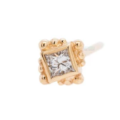 Beaded Princess Nostril Screw In Gold With DIAMOND