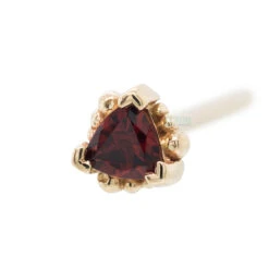 Beaded Trillion Nostril Screw In Gold With Garnet
