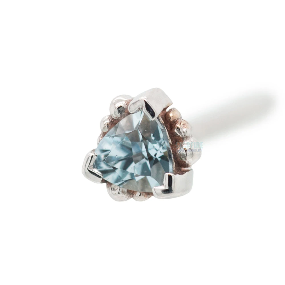 Beaded Trillion Nostril Screw In Gold With Aquamarine 1 Beaded Trillion Nostril Screw In Gold With Aquamarine