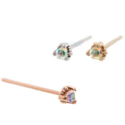 Beaded Trillion Nostril Screw In Gold With Mercury Mist Topaz