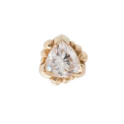 Threadless: Beaded Trillion With White CZ Pin In Gold -Body Vision Los Angeles 40214 BVLABodyVisionthreadlessBeadedTrillionPininGoldwithWhiteCZSingleYellowGold2 dbd4f6ad 8d38 403b b23d 8cb220d4c6bb