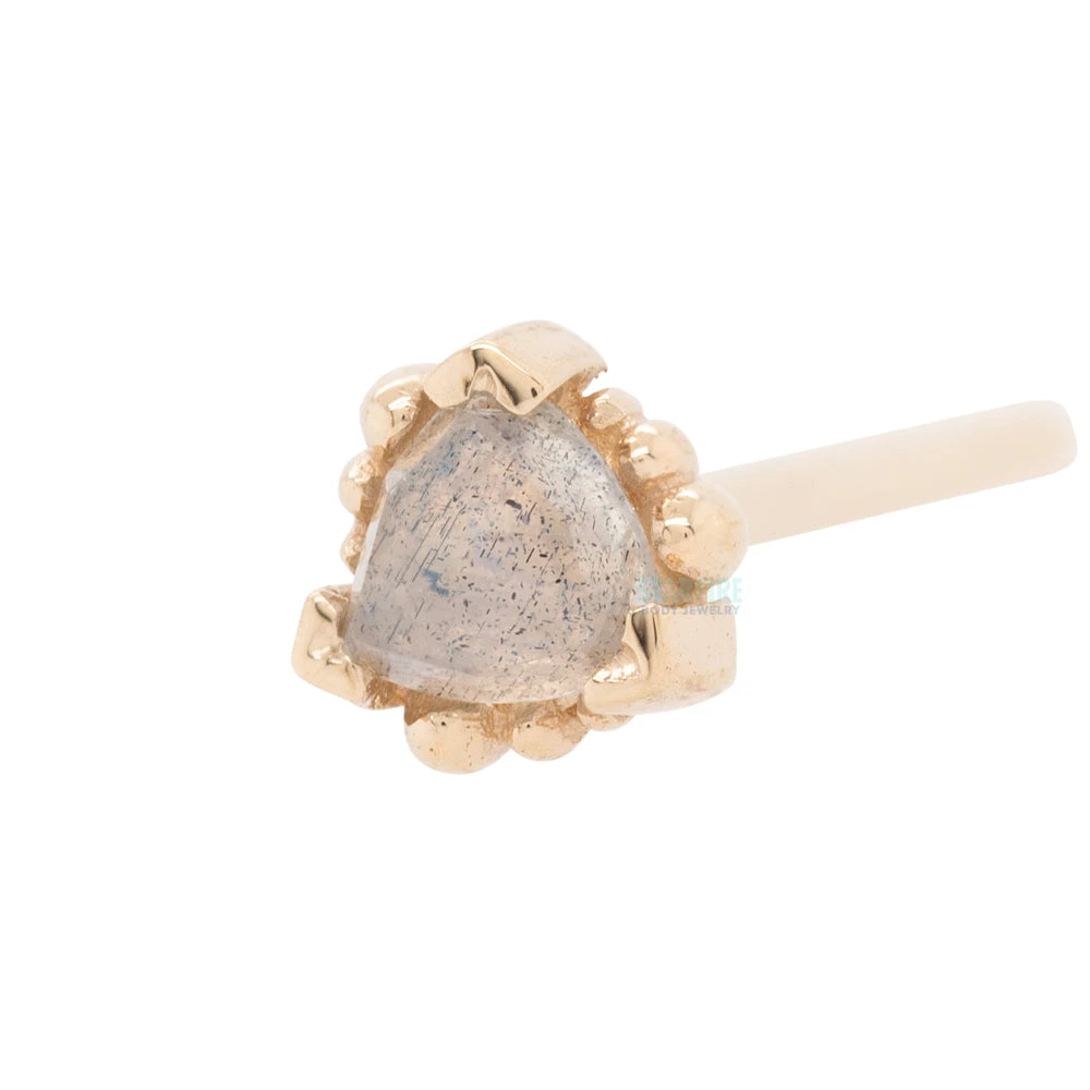 Beaded Trillion Nostril Screw In Gold With Rose Cut Labradorite 1 Beaded Trillion Nostril Screw In Gold With Rose Cut Labradorite