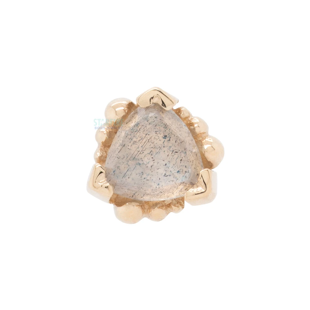 Beaded Trillion Nostril Screw In Gold With Rose Cut Labradorite 3 Beaded Trillion Nostril Screw In Gold With Rose Cut Labradorite - Image 3