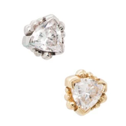 Beaded Trillion Threaded End In Gold With White CZ