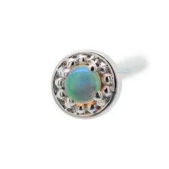 Milgrain Prong Nostril Screw In Gold With Genuine White Opal
