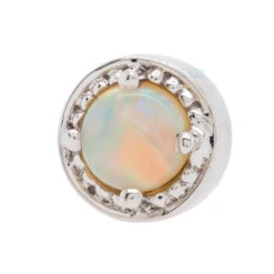 Threadless: Milgrain Prong Pin In Gold With Genuine White Opal