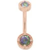 "Rachel" Milgrain Prong Navel Curve In Gold With Mystic Topaz
