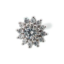 "The Rose" Nostril Screw In Gold With White CZ's