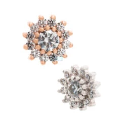 "The Rose" Threaded End In Gold With White CZ's