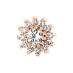 "The Rose" Threaded End In Gold With White CZ's -Body Vision Los Angeles 40225 BVLABodyVisionTheRoseThreadedEndinGoldwithCZ sSingle6mmRoseGold1