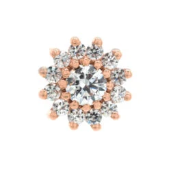 "The Rose" Threaded End In Gold With White CZ's -Body Vision Los Angeles 40225 BVLABodyVisionTheRoseThreadedEndinGoldwithCZ sSingle6mmRoseGold2