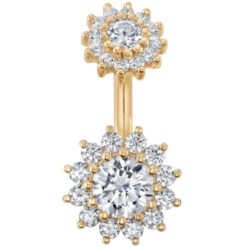 "The Rose" Navel J Curve In Gold With DIAMONDS