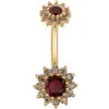 "The Rose" Navel J Curve In Gold With Ruby & Champagne Diamonds
