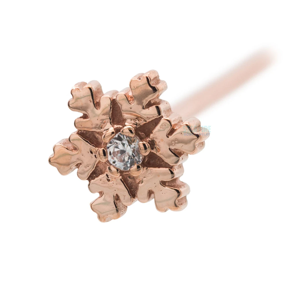 Snowflake Nostril Screw In Gold With White CZ 5 Snowflake Nostril Screw In Gold With White CZ - Image 5