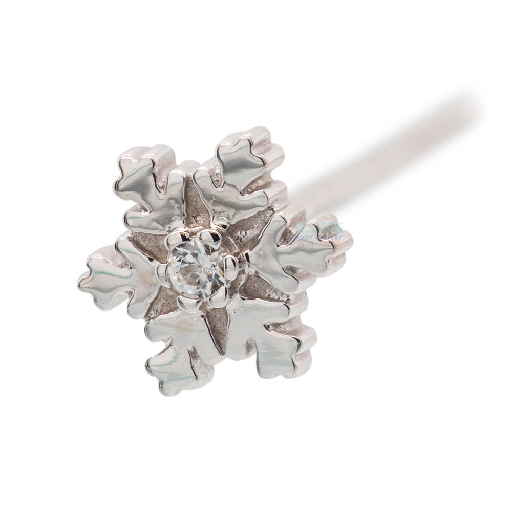 Snowflake Nostril Screw In Gold With White CZ 4 Snowflake Nostril Screw In Gold With White CZ - Image 4
