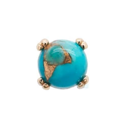 Copper Blue Turquoise Cabochon Prong Set Threaded End In Gold -Body Vision Los Angeles 40227 BVLABodyVisionCopperBlueTurquoiseCabochonProngSetThreadedEndinGoldSingle4mmYellowGold2 56c7ac62 0d8c 4ada aebe 86a3b91f605b