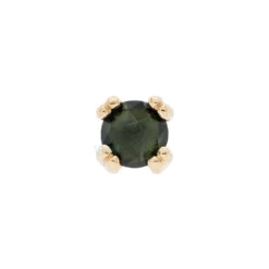 Rose Cut Green Tourmaline Prong Set Nostril Screw In Gold -Body Vision Los Angeles 40227 BodyVision BVLARoseCutGreenTourmalineProngSetNostrilScrewinGoldSingleYellowGold2.5mm2