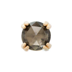 Rose Cut Grey Sapphire Prong Set Threaded End In Gold 7 Rose Cut Grey Sapphire Prong Set Threaded End In Gold -Body Vision Los Angeles 40227 BodyVision BVLARoseCutGreySapphireProngSetThreadedEndinGoldSingle4mmYellowGold2