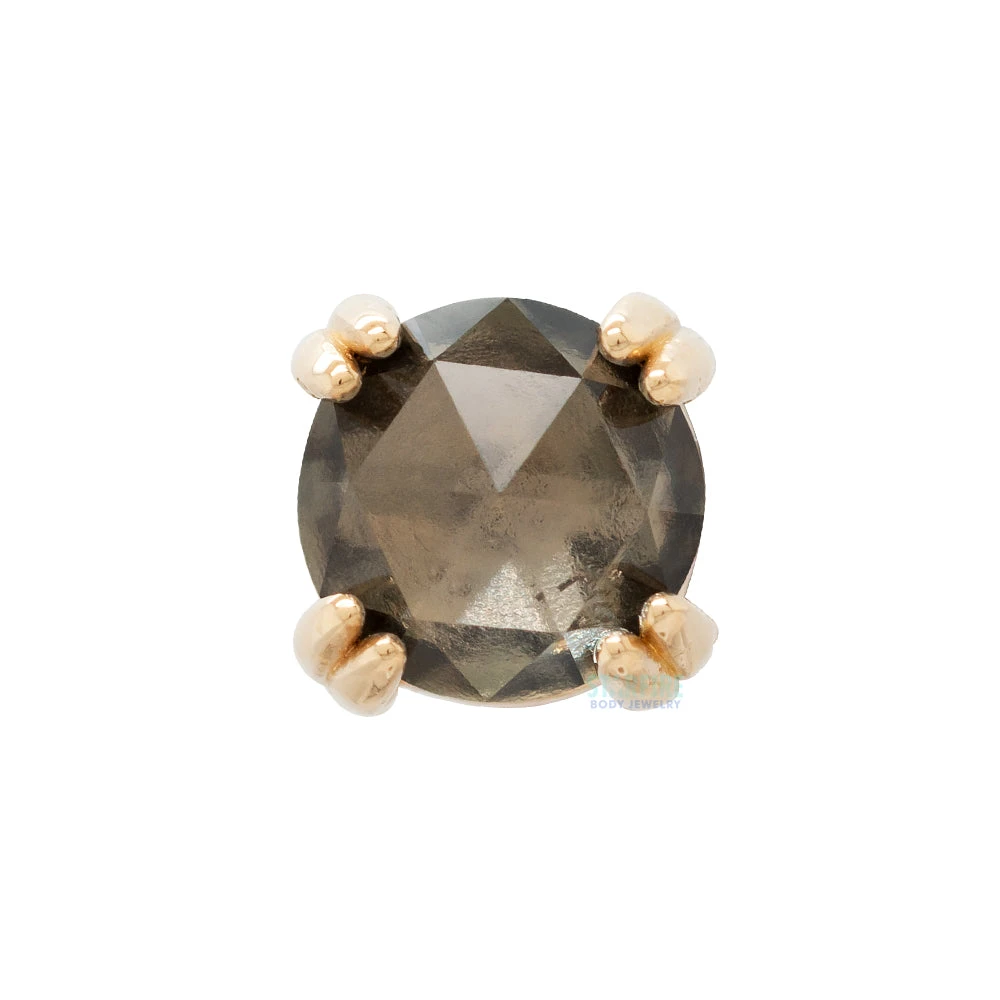 Rose Cut Grey Sapphire Prong Set Threaded End In Gold 4 Rose Cut Grey Sapphire Prong Set Threaded End In Gold - Image 4