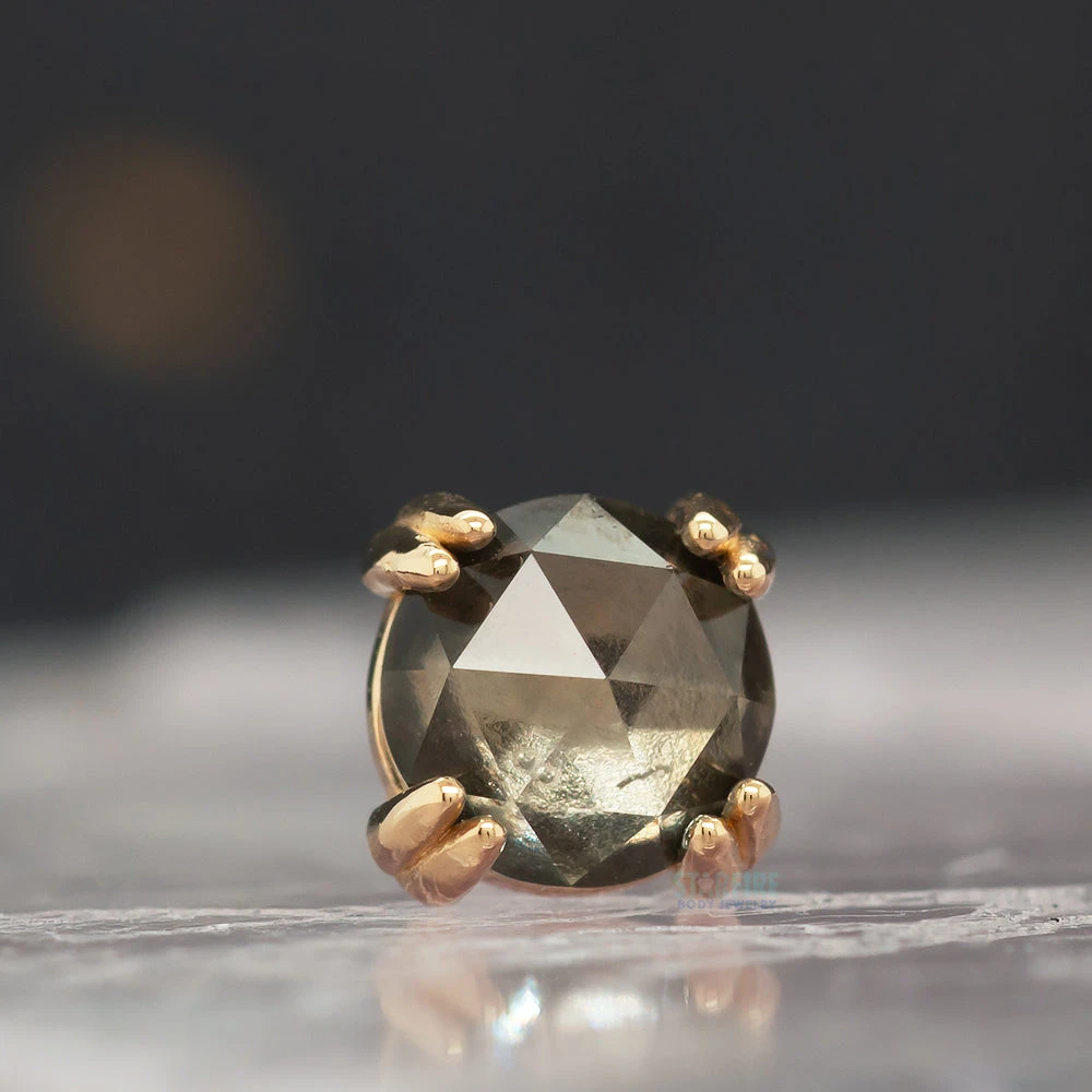 Rose Cut Grey Sapphire Prong Set Threaded End In Gold 2 Rose Cut Grey Sapphire Prong Set Threaded End In Gold - Image 2