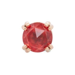 Rose Cut Padparadscha Sapphire Prong Set Threaded End In Gold -Body Vision Los Angeles 40227 BodyVision BVLARoseCutPadparadschaSapphireCabochonProngSetThreadedEndinGoldSingleRoseGold4mm2