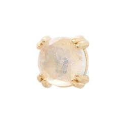 Rose Cut Rainbow Moonstone Prong Set Threaded End In Gold -Body Vision Los Angeles 40227 BodyVision BVLARoseCutRainbowMoonstoneProngSetThreadedEndinGoldSingleYellowGold4mm1