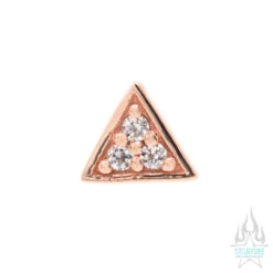 Micro Pave Triangle Threaded End In Gold With White CZ's -Body Vision Los Angeles 40229 BVLABodyVisionMicroPaveTriangleNostrilScrewinGoldwithWhiteCZ sSingleRoseGold2