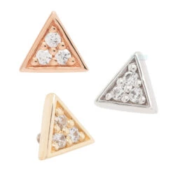 Micro Pave Triangle Threaded End In Gold With White CZ's