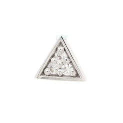 Micro Pave Triangle Threaded End In Gold With White CZ's -Body Vision Los Angeles 40229 BVLABodyVisionMicroPaveTriangleThreadedEndinGoldwithWhiteCZ sSingleWhiteGold1