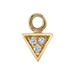 Micro Pave Triangle Charm In Gold With White CZ's