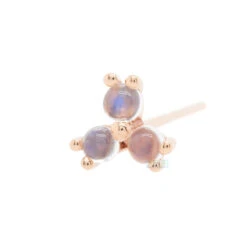 Tri Prong Cabochon Cluster Nostril Screw In Gold With Rainbow Moonstone -Body Vision Los Angeles 40245 BodyVisionBVLATriProngCabochonClustersNostrilScrewinGoldwithRainbowMoonstoneSingleRoseGold1.51